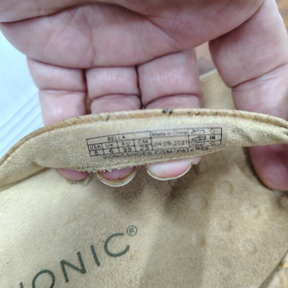 Vionic Bella Flip Flop Thong Sandals Womens 8 Gold Cork Tan Color - Picture 6 of 7